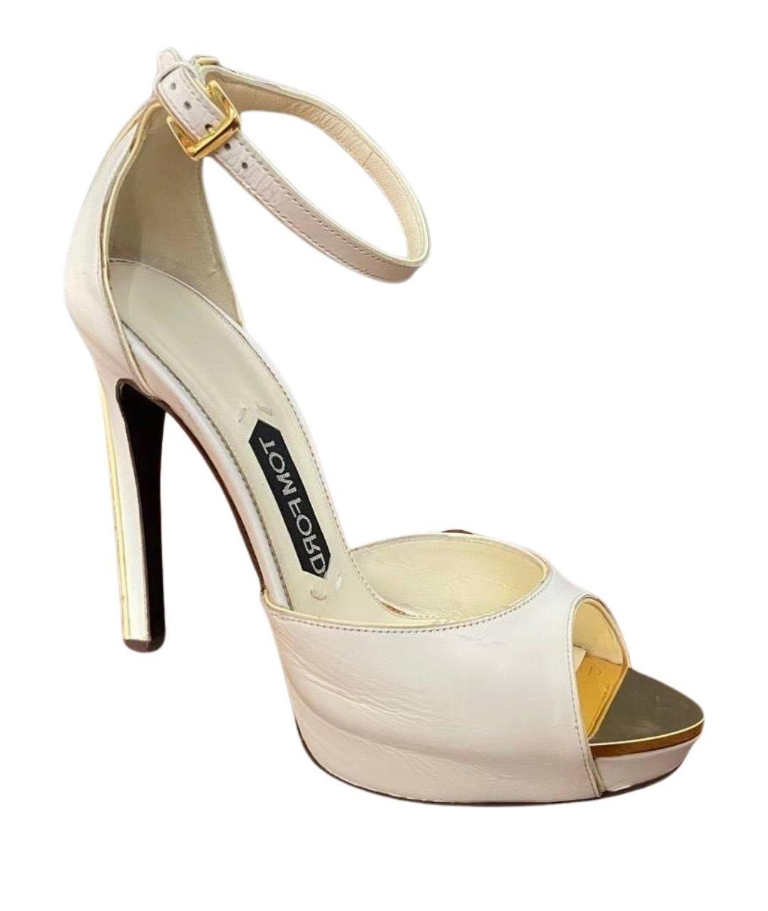 TOM FORD Белые кожаные босоножки, фото 1