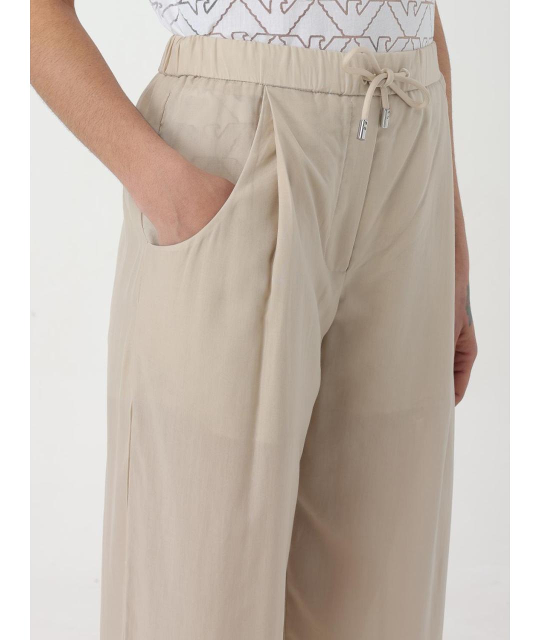 EMPORIO ARMANI Бежевые прямые брюки, фото 4
