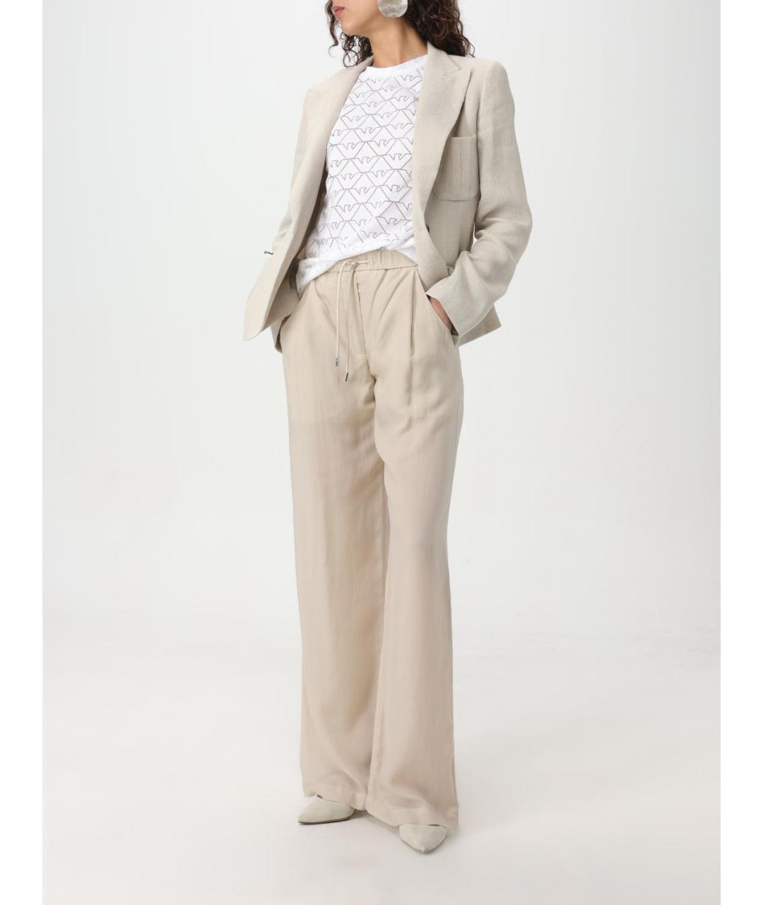 EMPORIO ARMANI Бежевые прямые брюки, фото 2