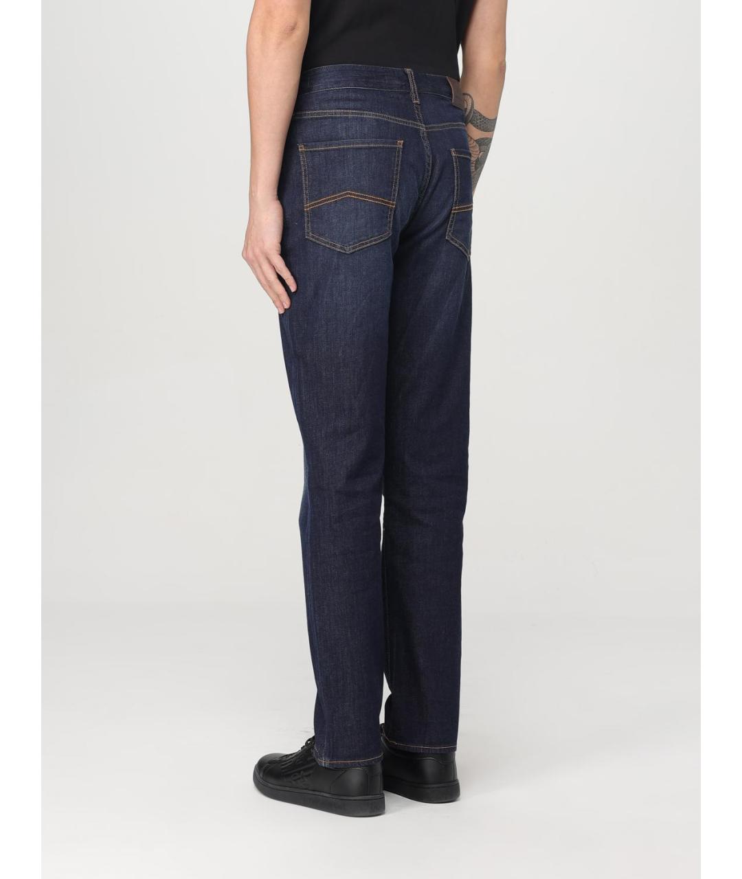 ARMANI EXCHANGE Синие хлопковые прямые джинсы, фото 2