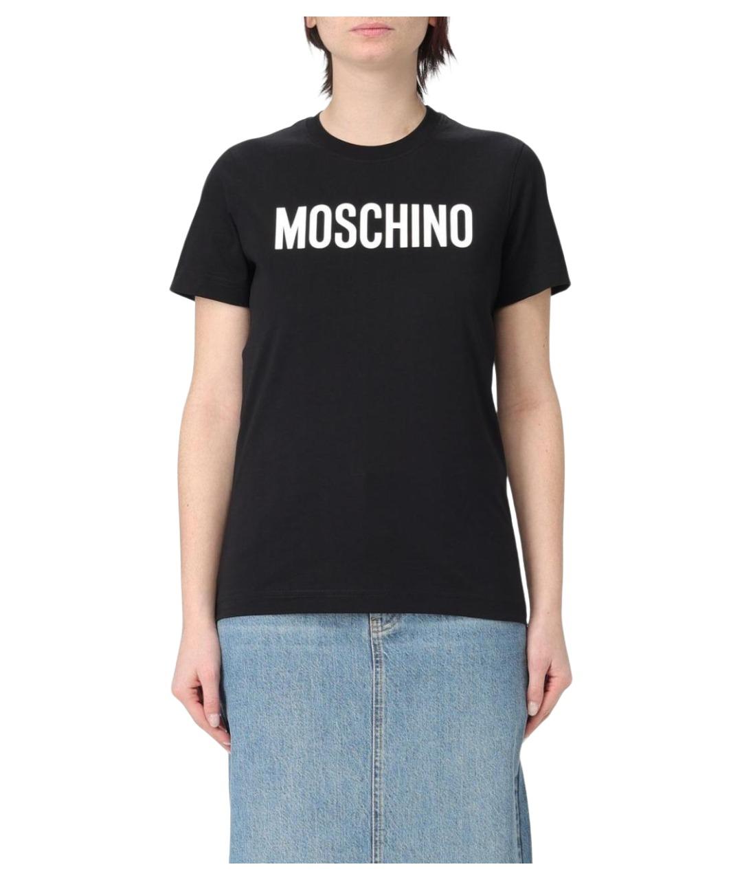MOSCHINO Черная хлопковая футболка, фото 1