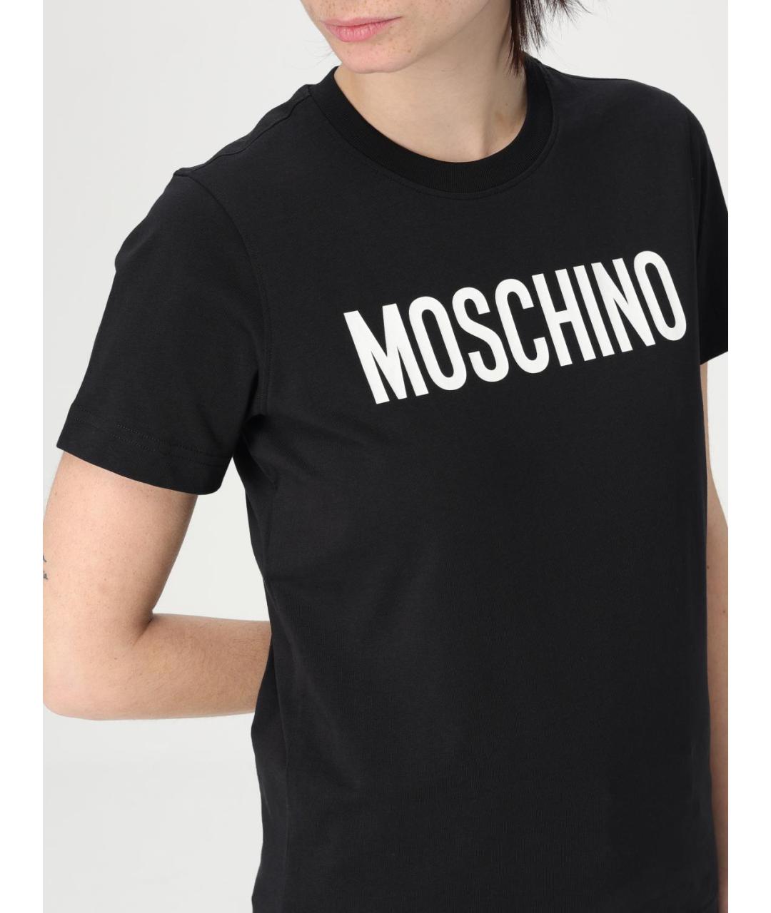 MOSCHINO Черная хлопковая футболка, фото 4