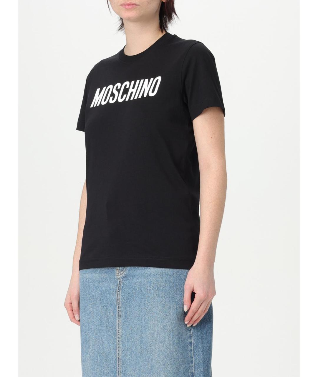MOSCHINO Черная хлопковая футболка, фото 3