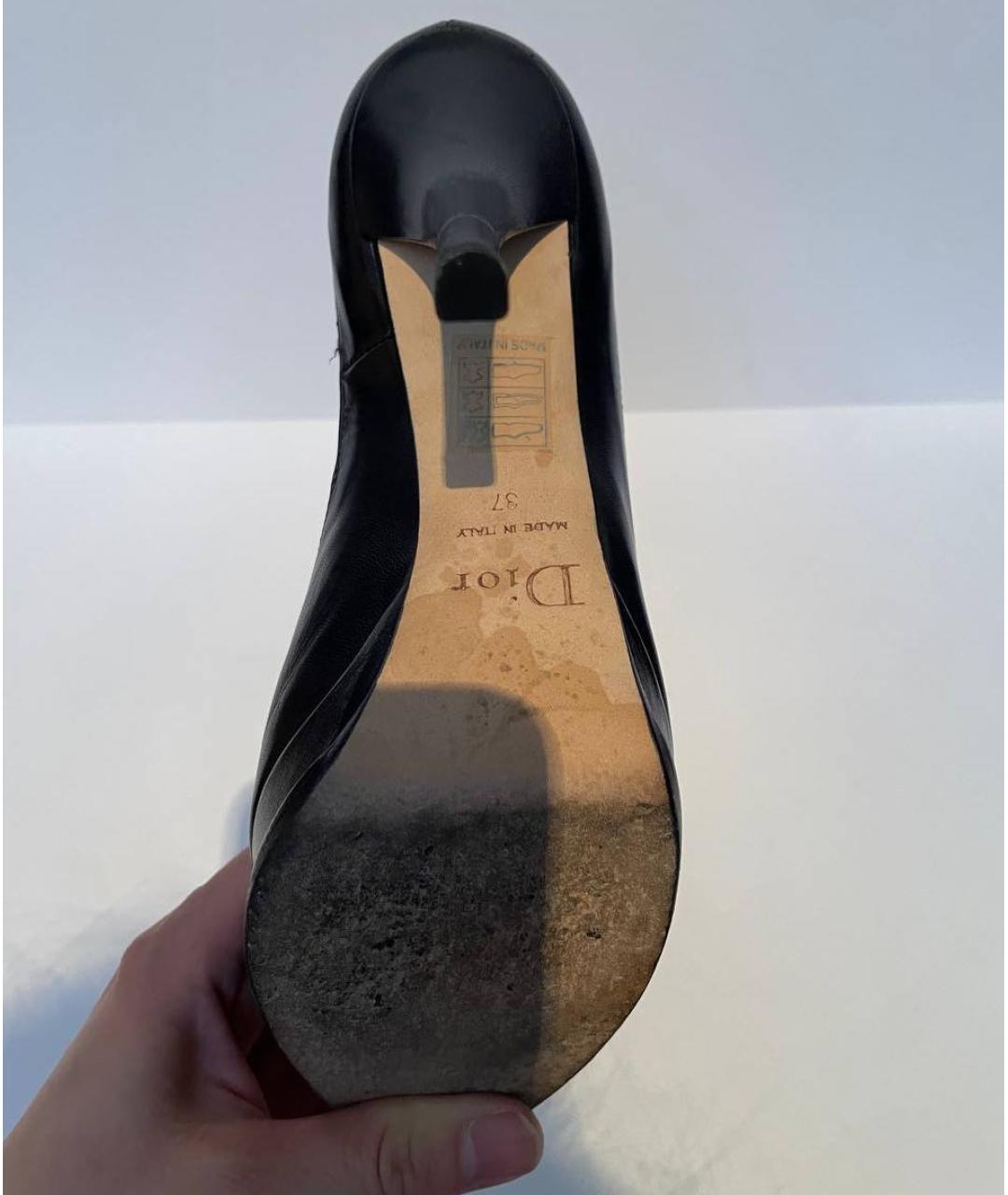 CHRISTIAN DIOR Черные кожаные ботильоны, фото 4