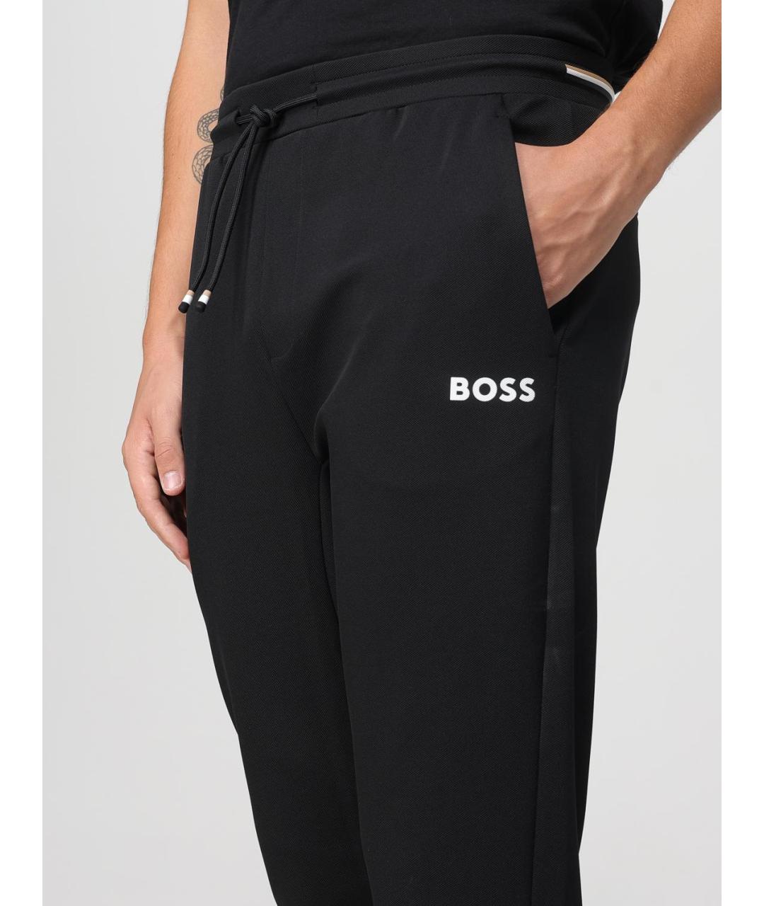 HUGO BOSS Черные полиэстеровые повседневные брюки, фото 3