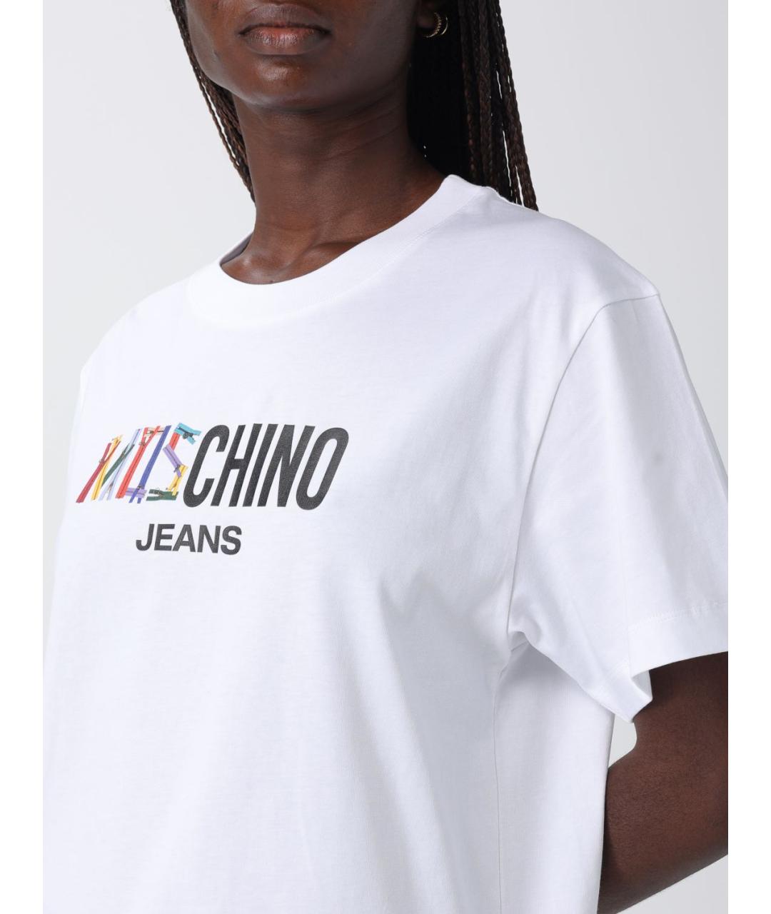 MOSCHINO JEANS Белая хлопковая футболка, фото 3