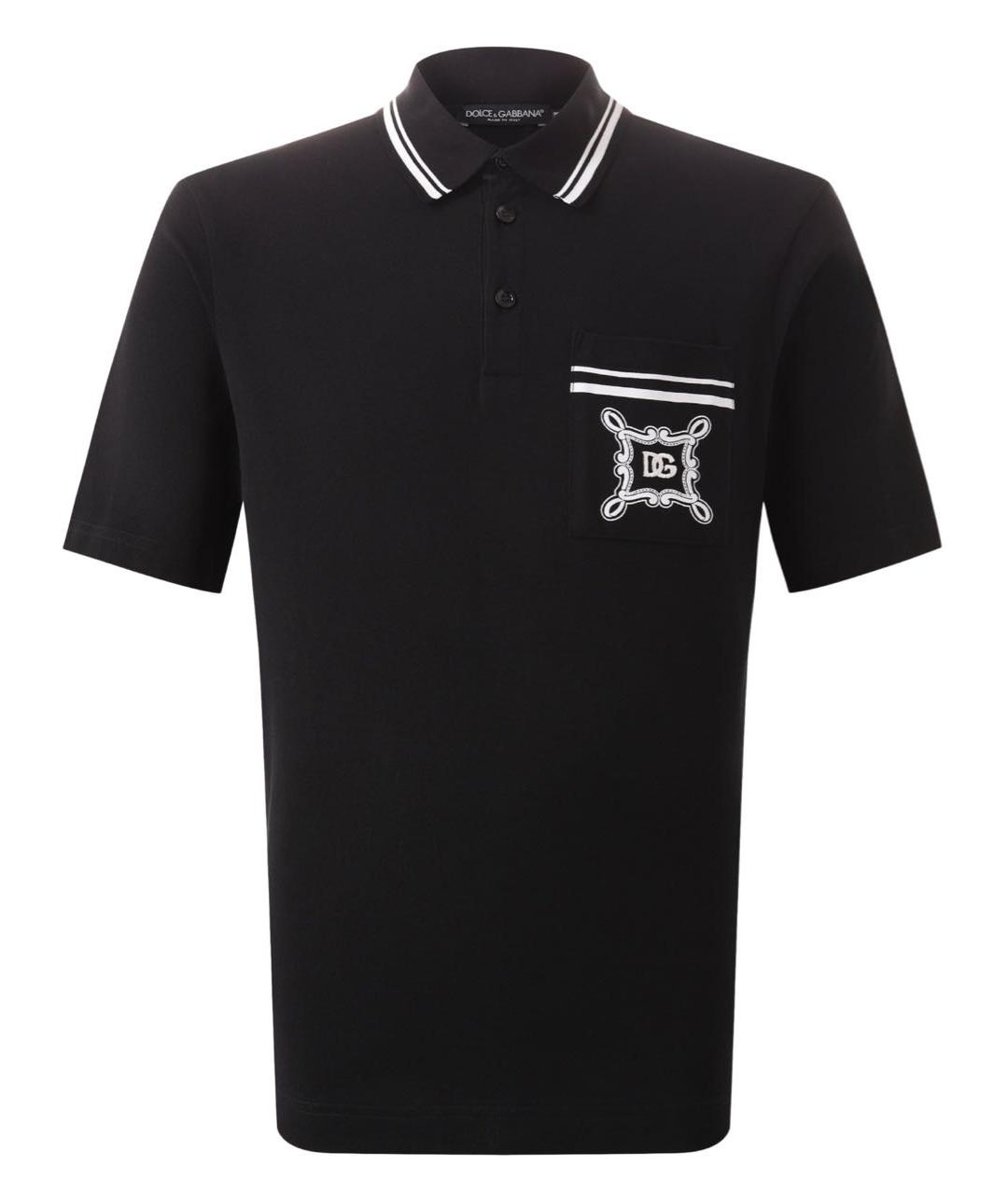 DOLCE&GABBANA Черное хлопковое поло с коротким рукавом, фото 1