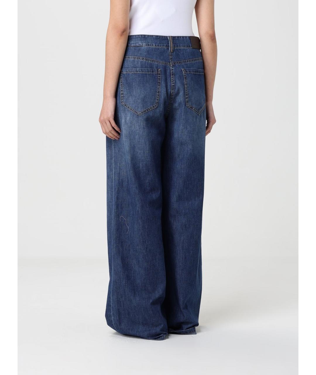 BRUNELLO CUCINELLI Синие хлопковые прямые джинсы, фото 3