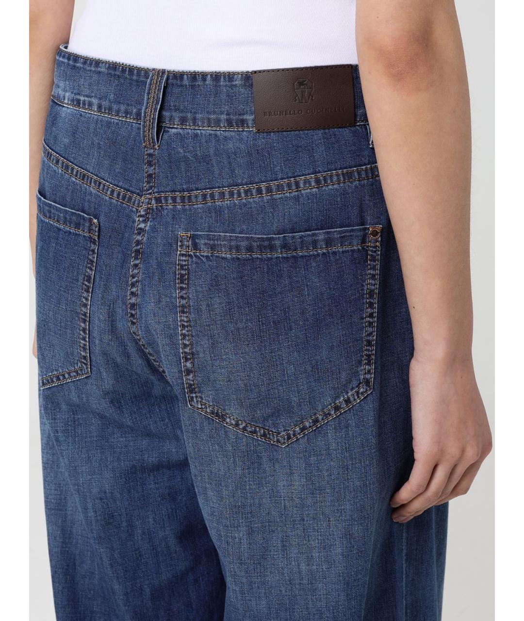 BRUNELLO CUCINELLI Синие хлопковые прямые джинсы, фото 5