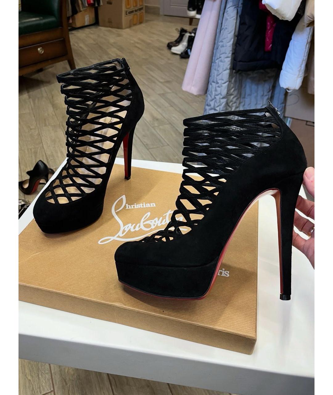 CHRISTIAN LOUBOUTIN Черные замшевые туфли, фото 9