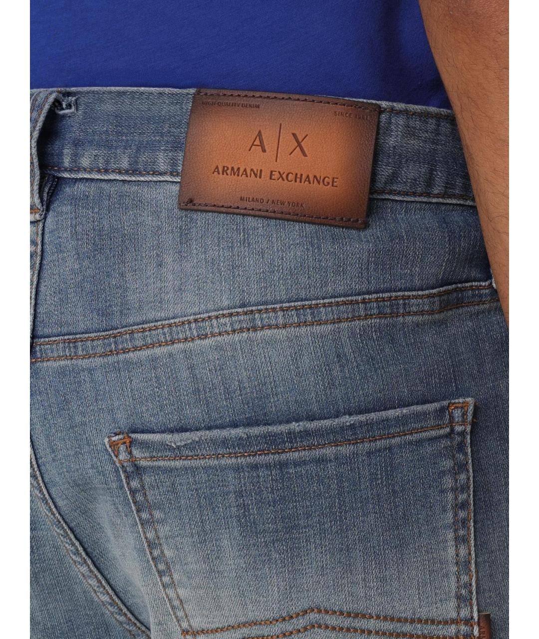 ARMANI EXCHANGE Синие хлопковые прямые джинсы, фото 3