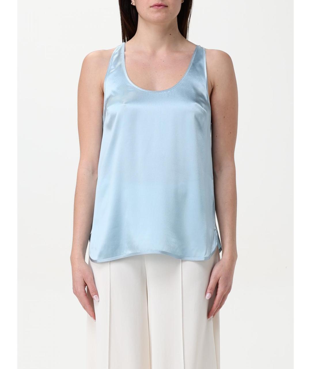PINKO Голубая шелковая майка, фото 4