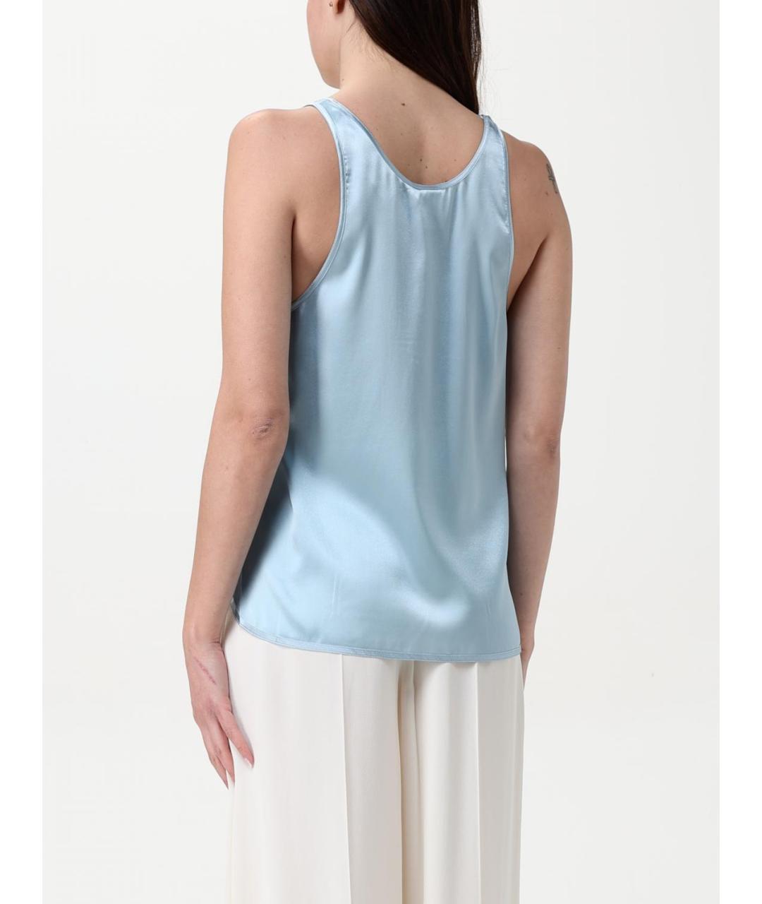 PINKO Голубая шелковая майка, фото 2