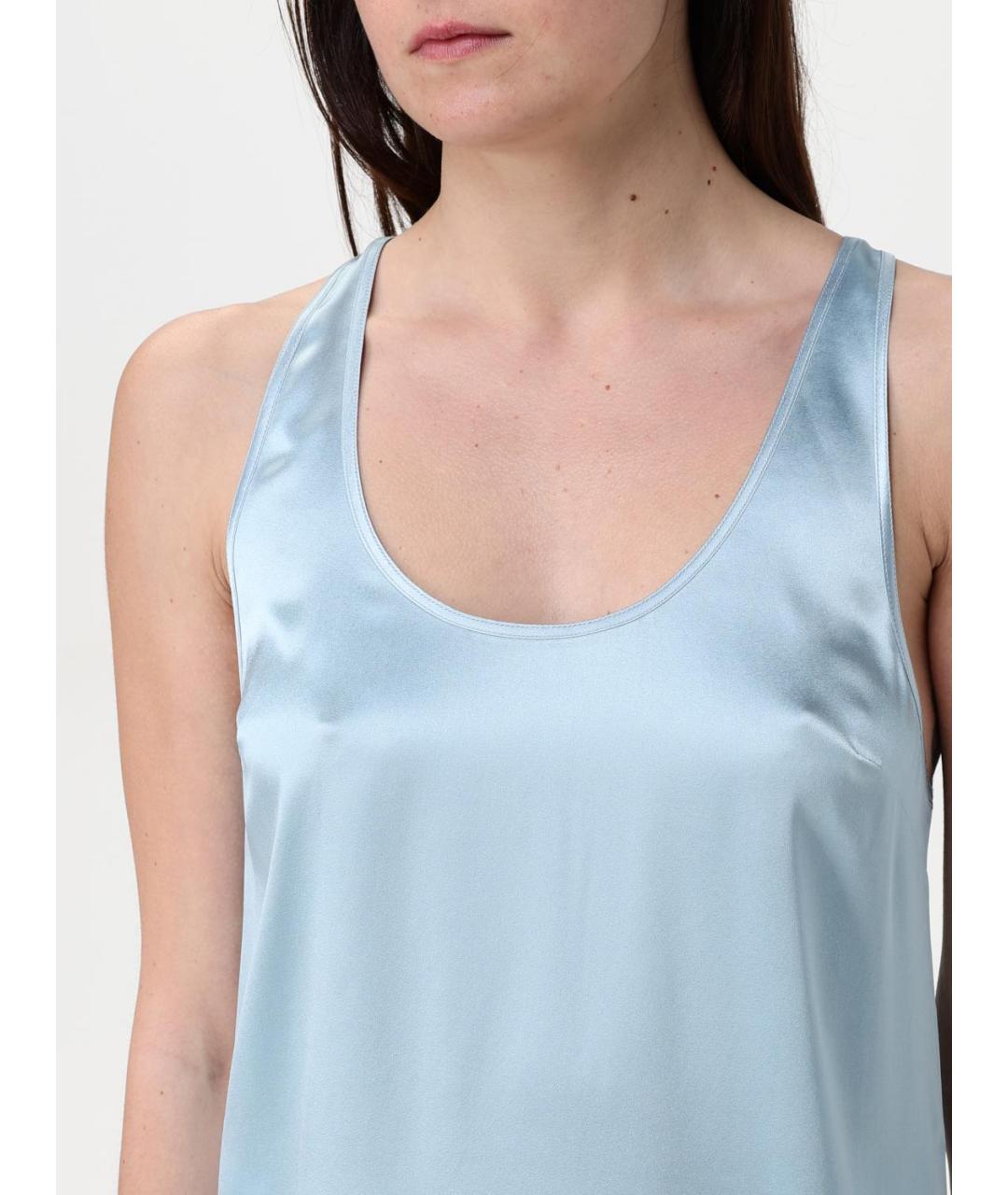 PINKO Голубая шелковая майка, фото 3
