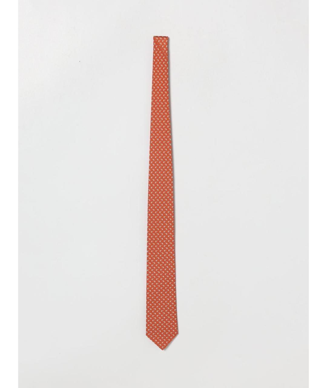 FERRAGAMO Оранжевый шелковый галстук, фото 3