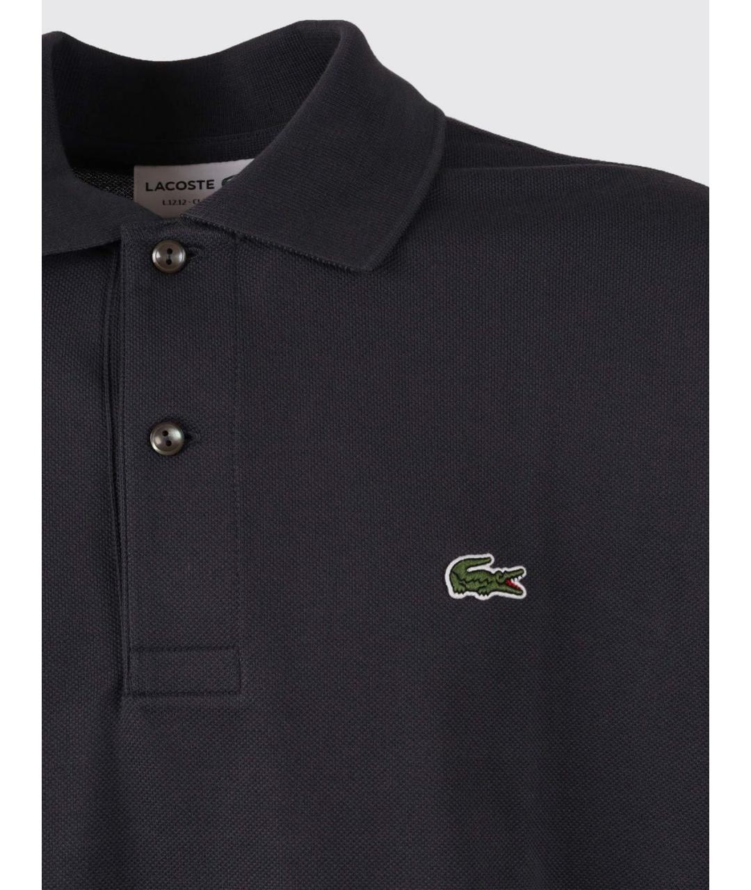 LACOSTE Черное хлопковое поло с коротким рукавом, фото 4