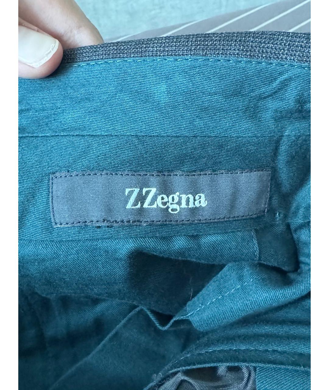 ZZEGNA Антрацитовые шерстяные классические брюки, фото 7