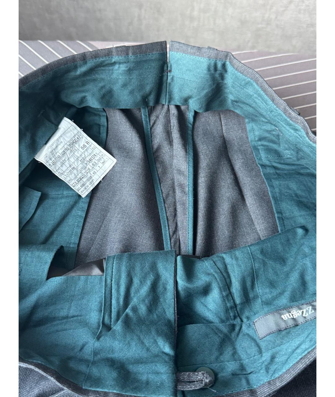 ZZEGNA Антрацитовые шерстяные классические брюки, фото 3