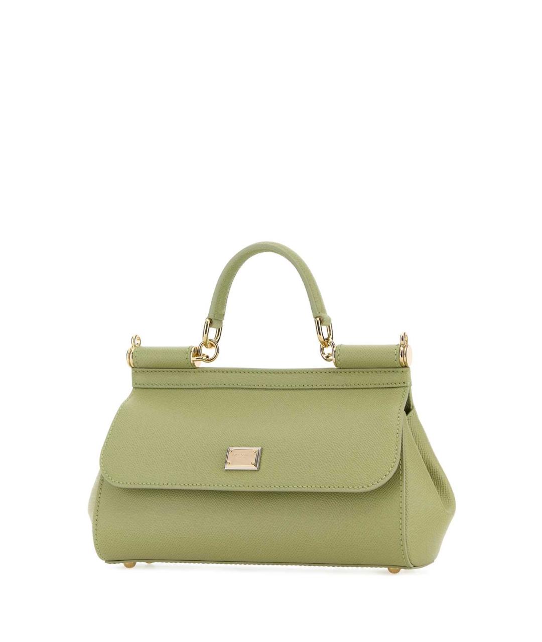 DOLCE&GABBANA Зеленая кожаная сумка тоут, фото 2