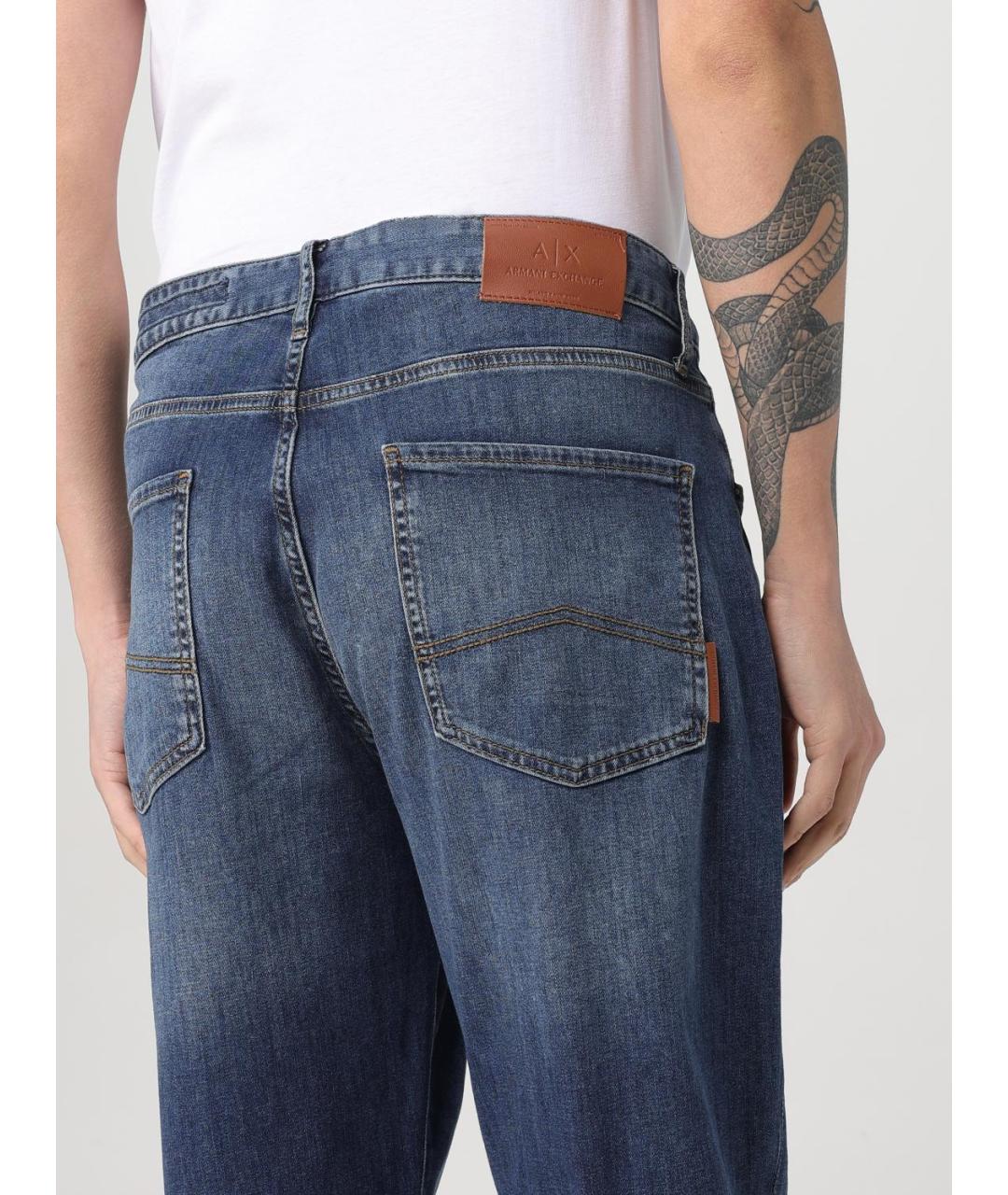 ARMANI EXCHANGE Синие хлопковые прямые джинсы, фото 3