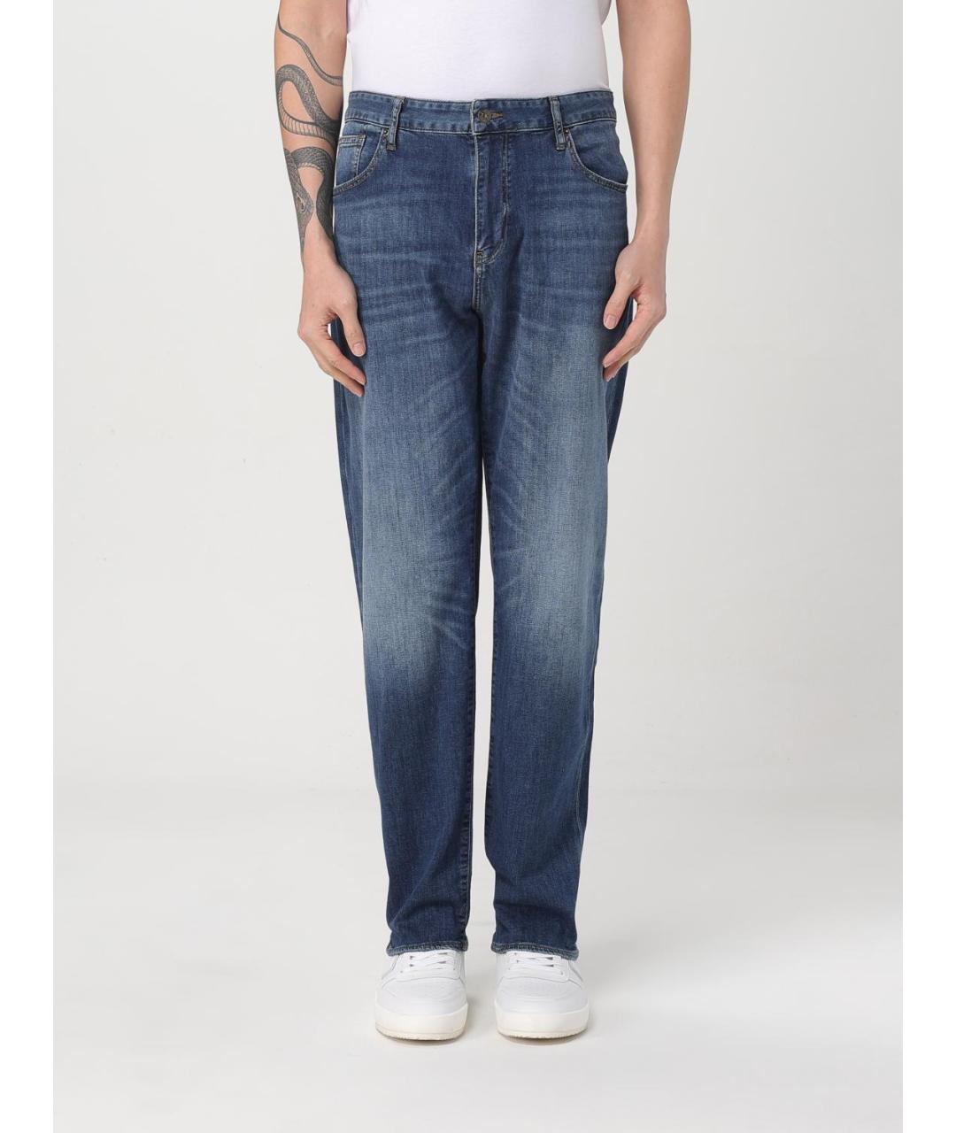 ARMANI EXCHANGE Синие хлопковые прямые джинсы, фото 4