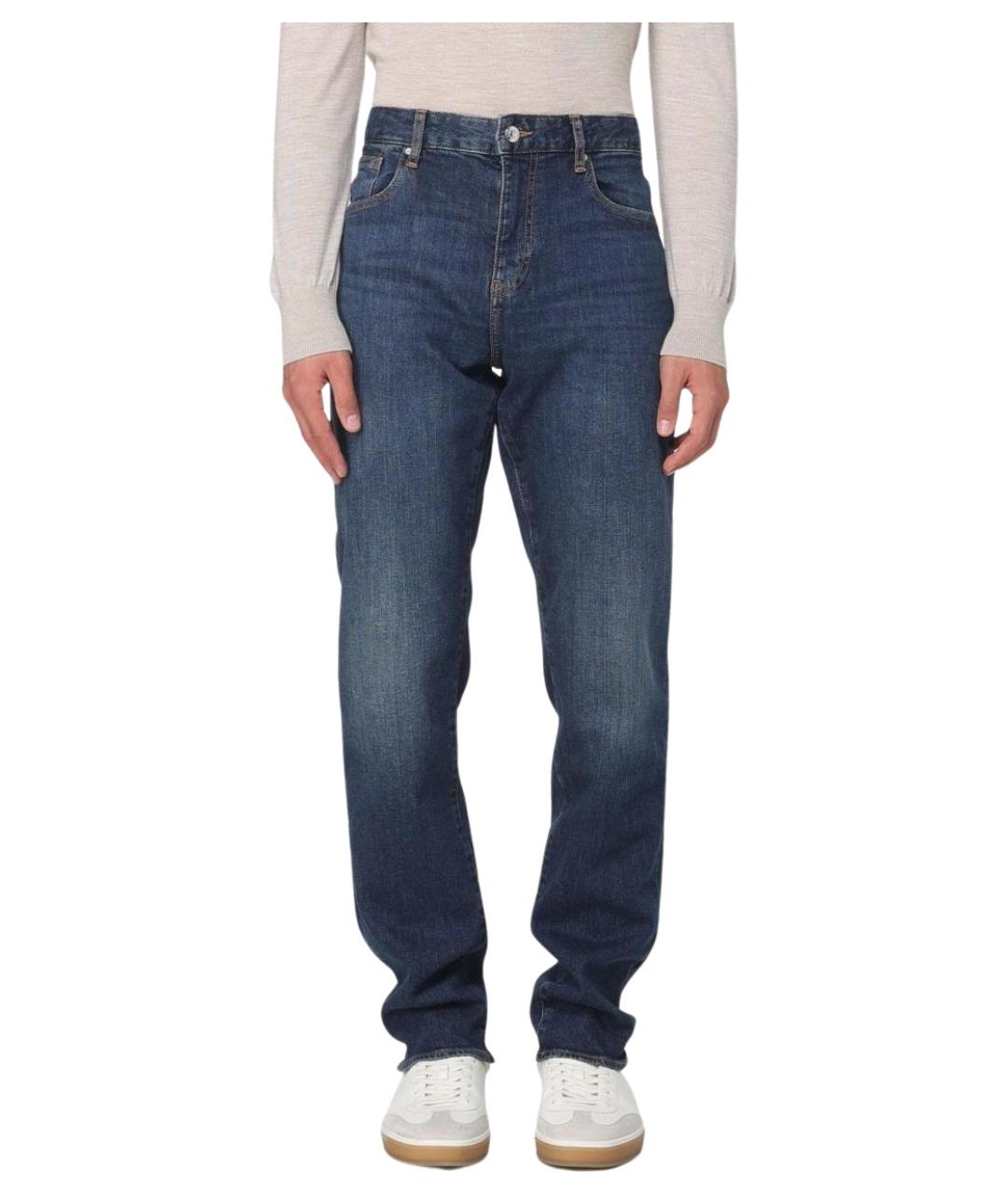 ARMANI EXCHANGE Синие хлопковые прямые джинсы, фото 1