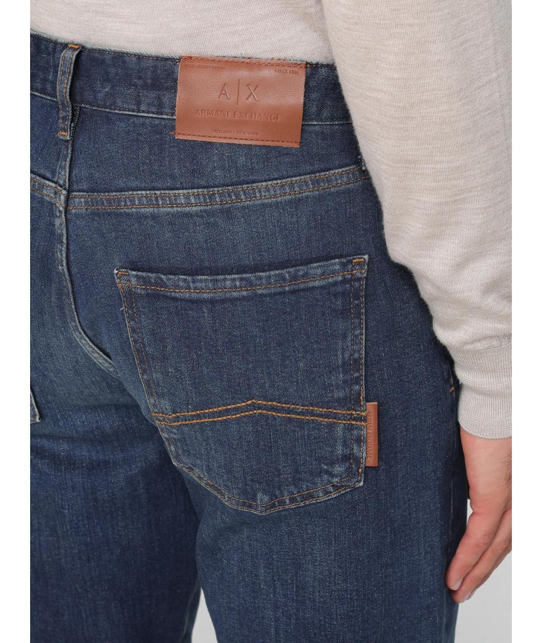 ARMANI EXCHANGE Синие хлопковые прямые джинсы, фото 3