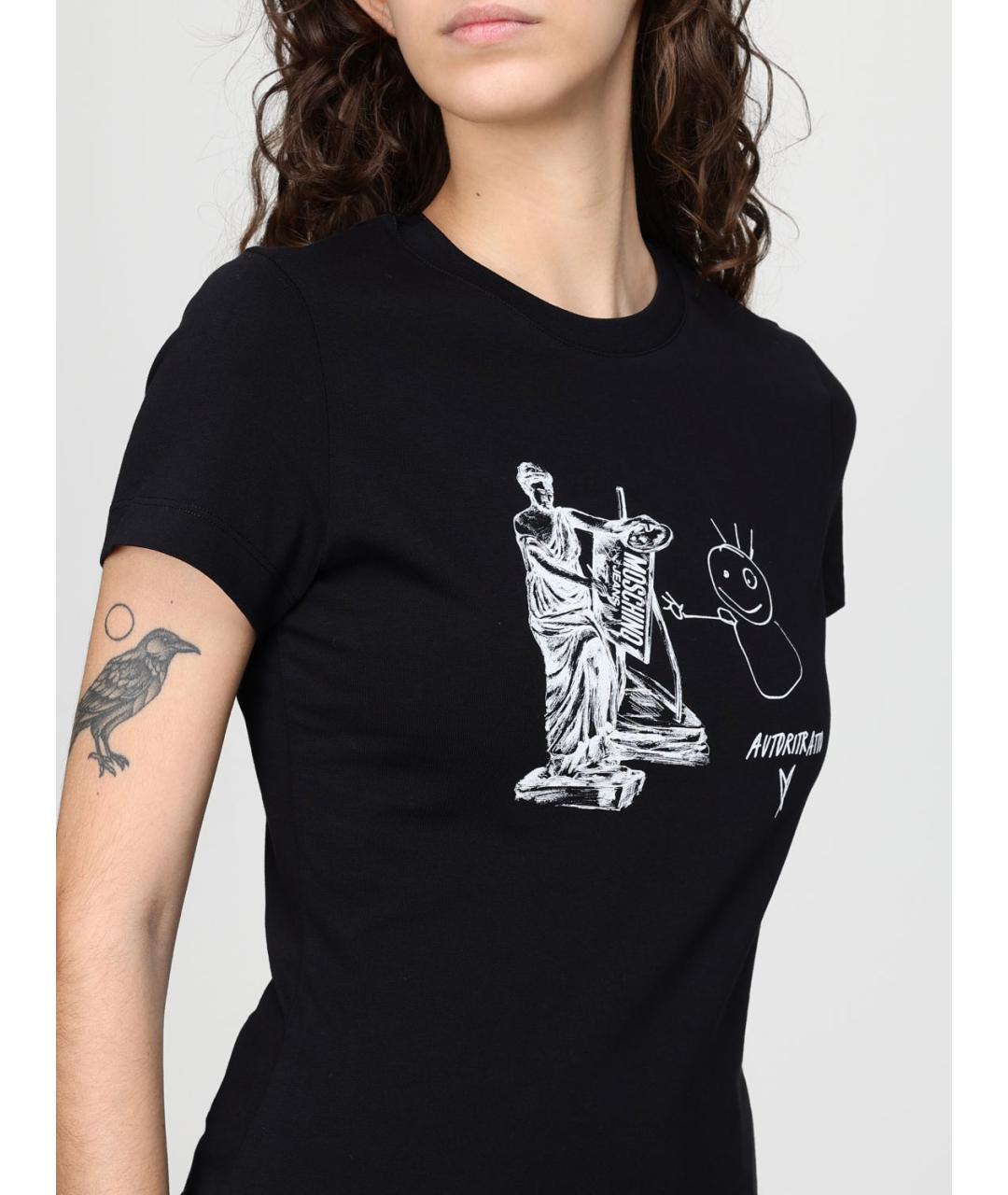 MOSCHINO JEANS Черная хлопковая футболка, фото 3