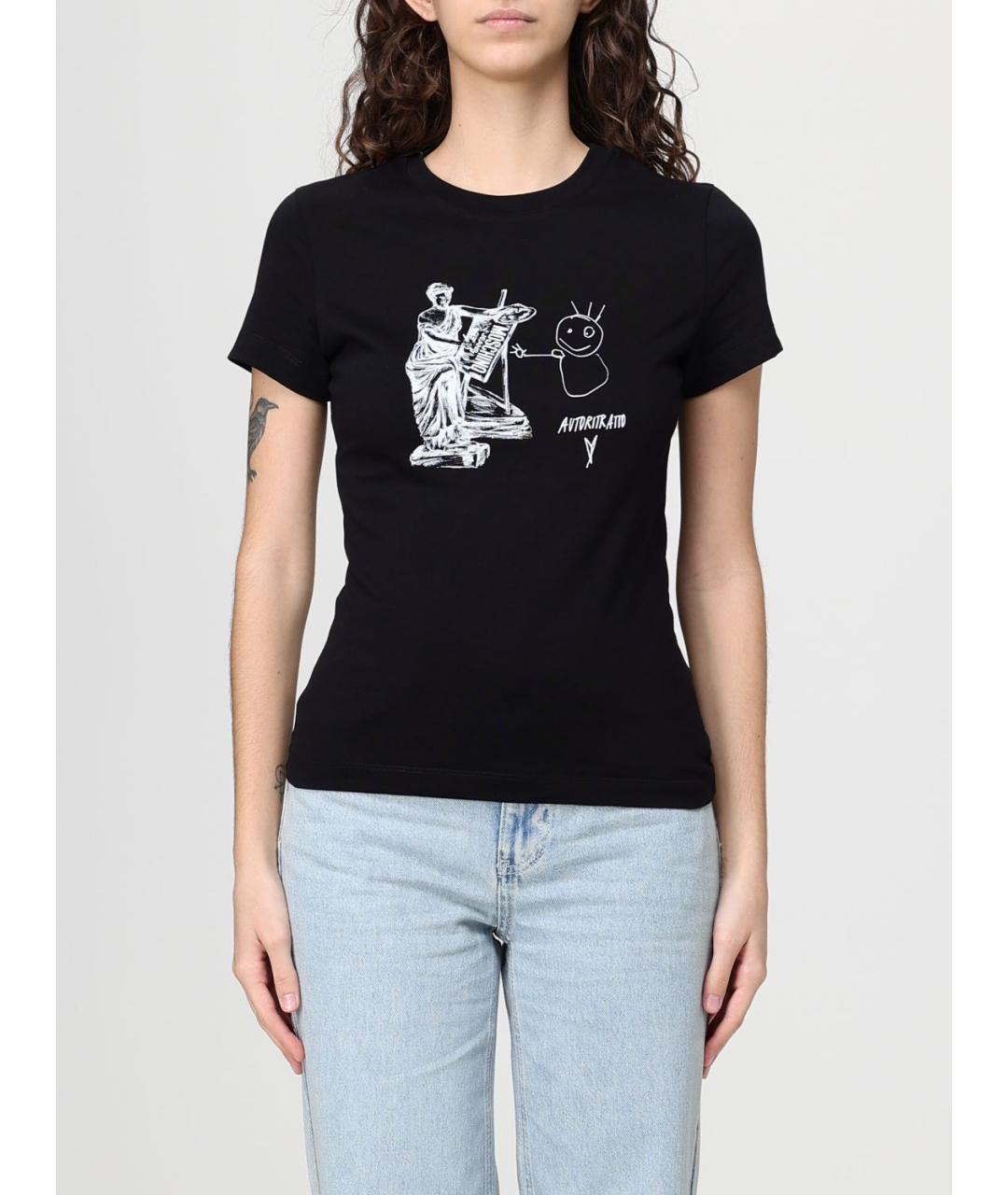 MOSCHINO JEANS Черная хлопковая футболка, фото 4