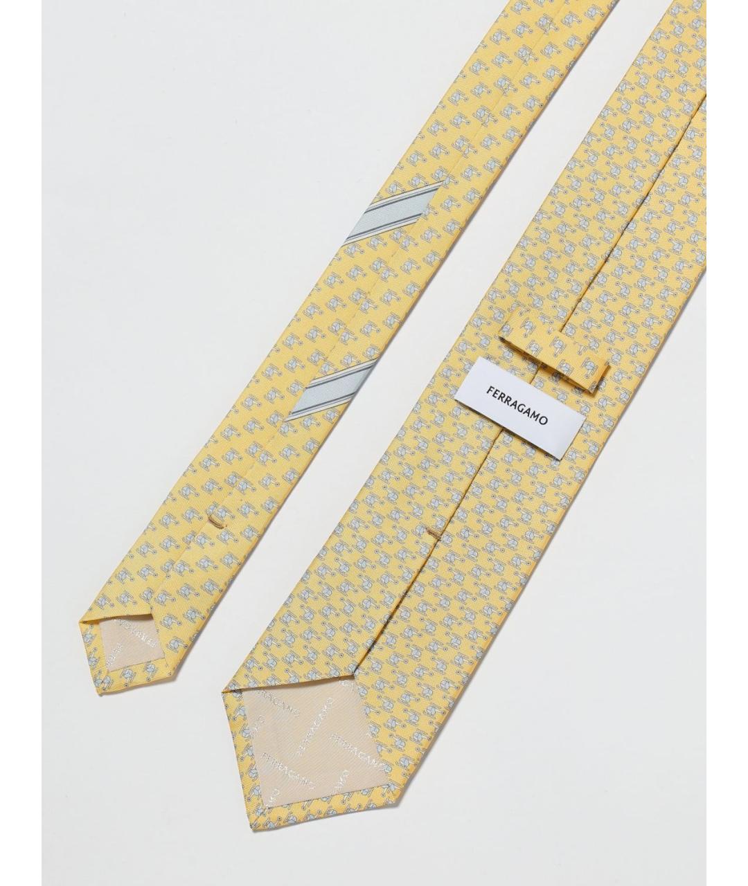 FERRAGAMO Желтый шелковый галстук, фото 2