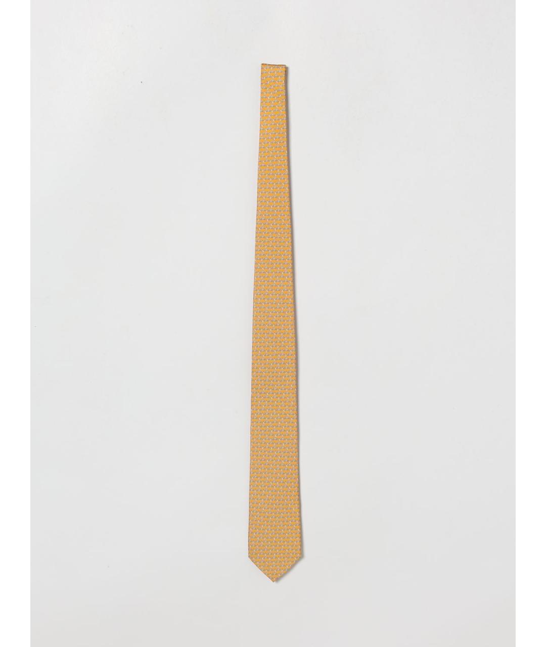 FERRAGAMO Желтый шелковый галстук, фото 3