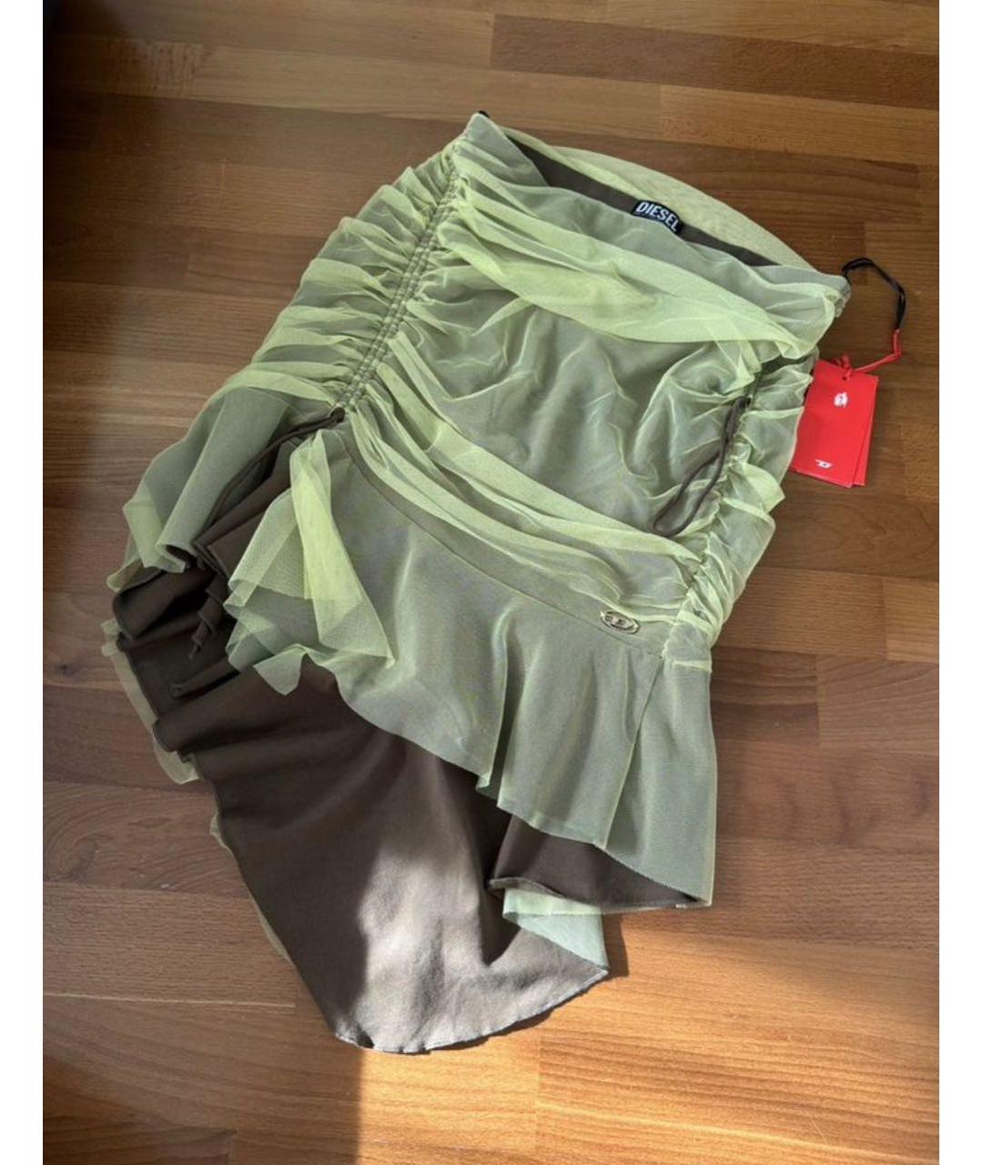 DIESEL Желтая полиэстеровая юбка мини, фото 6