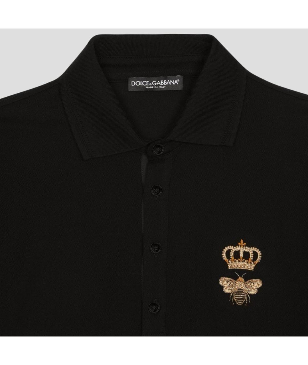DOLCE&GABBANA Черное поло с коротким рукавом, фото 3