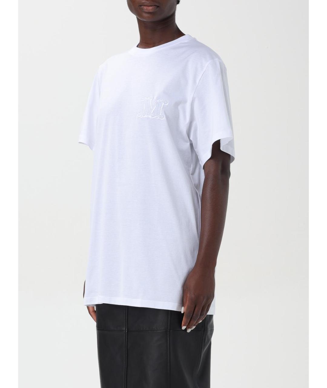 MAX MARA Белая хлопковая футболка, фото 4