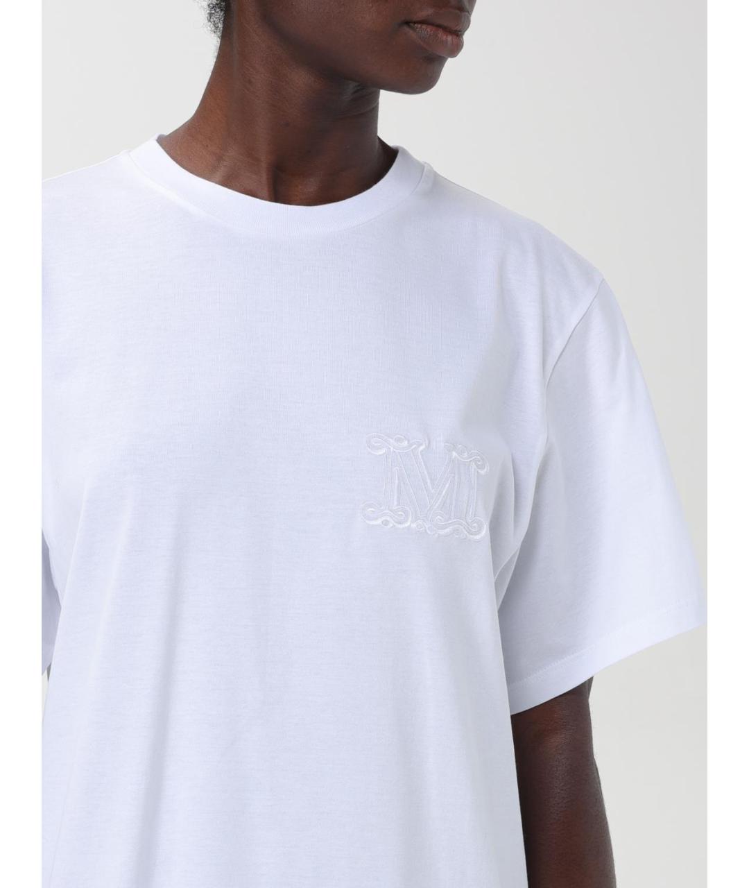 MAX MARA Белая хлопковая футболка, фото 5
