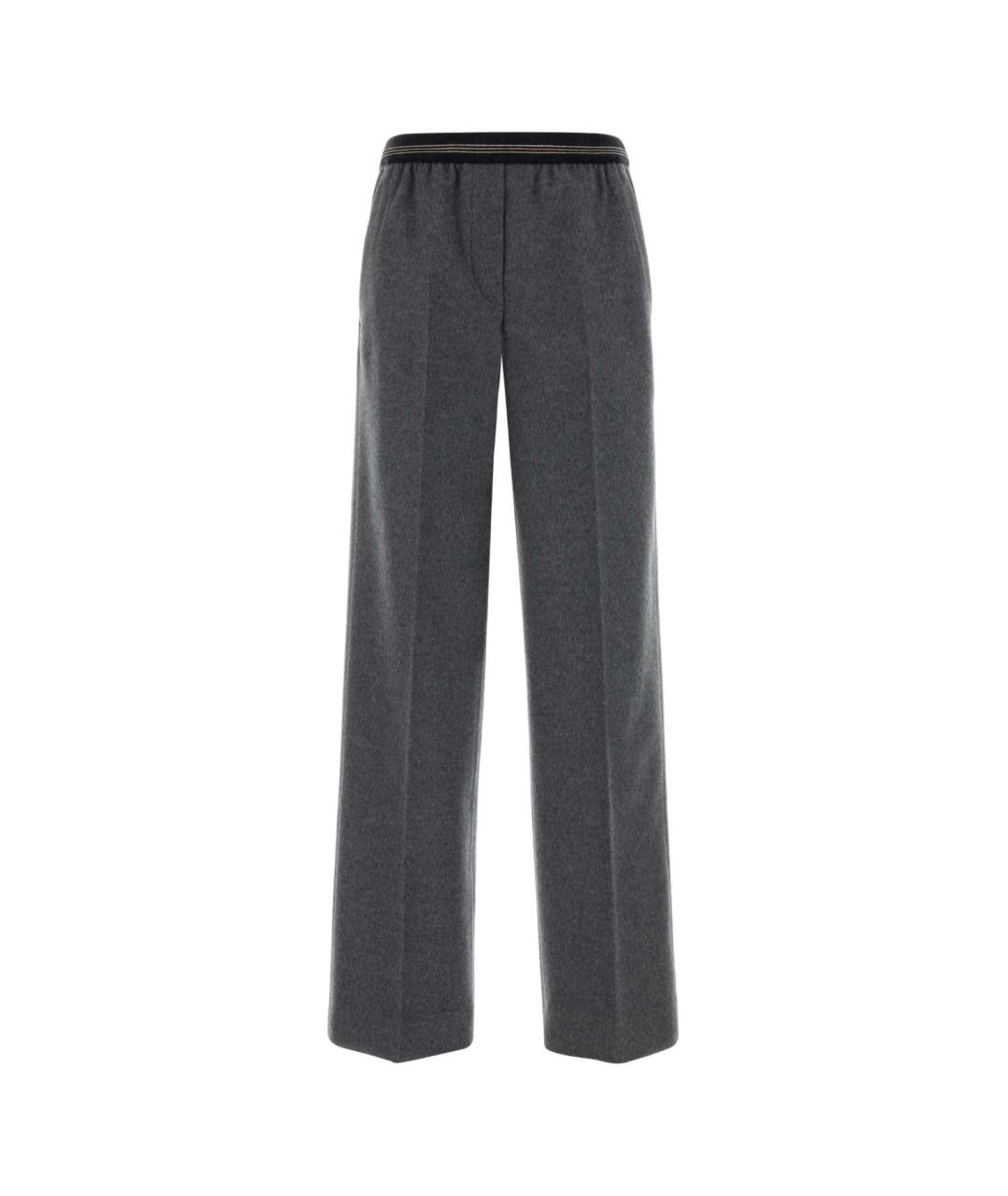 MIU MIU Серые шерстяные прямые брюки, фото 1