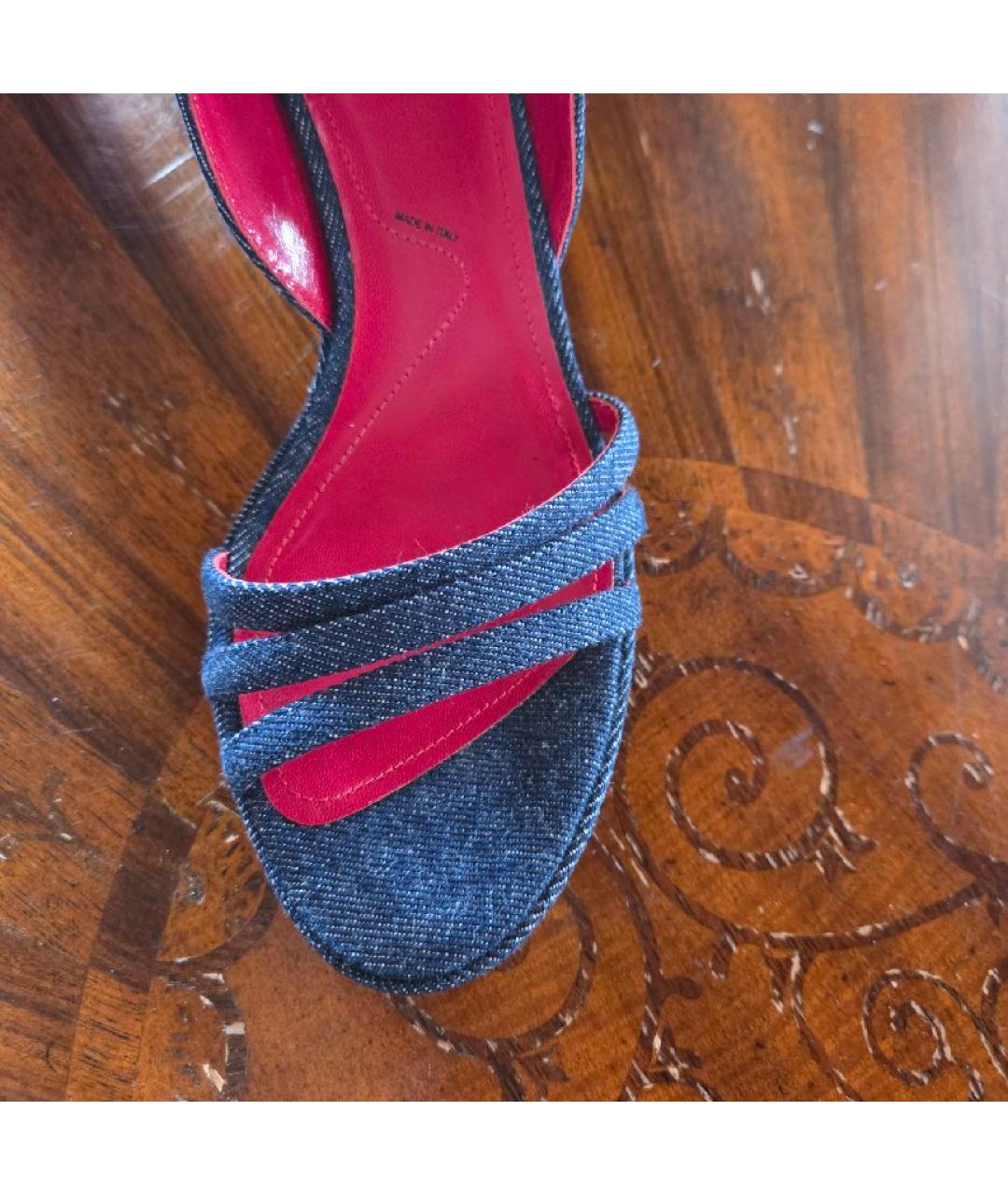 CESARE PACIOTTI Синие текстильные босоножки, фото 7