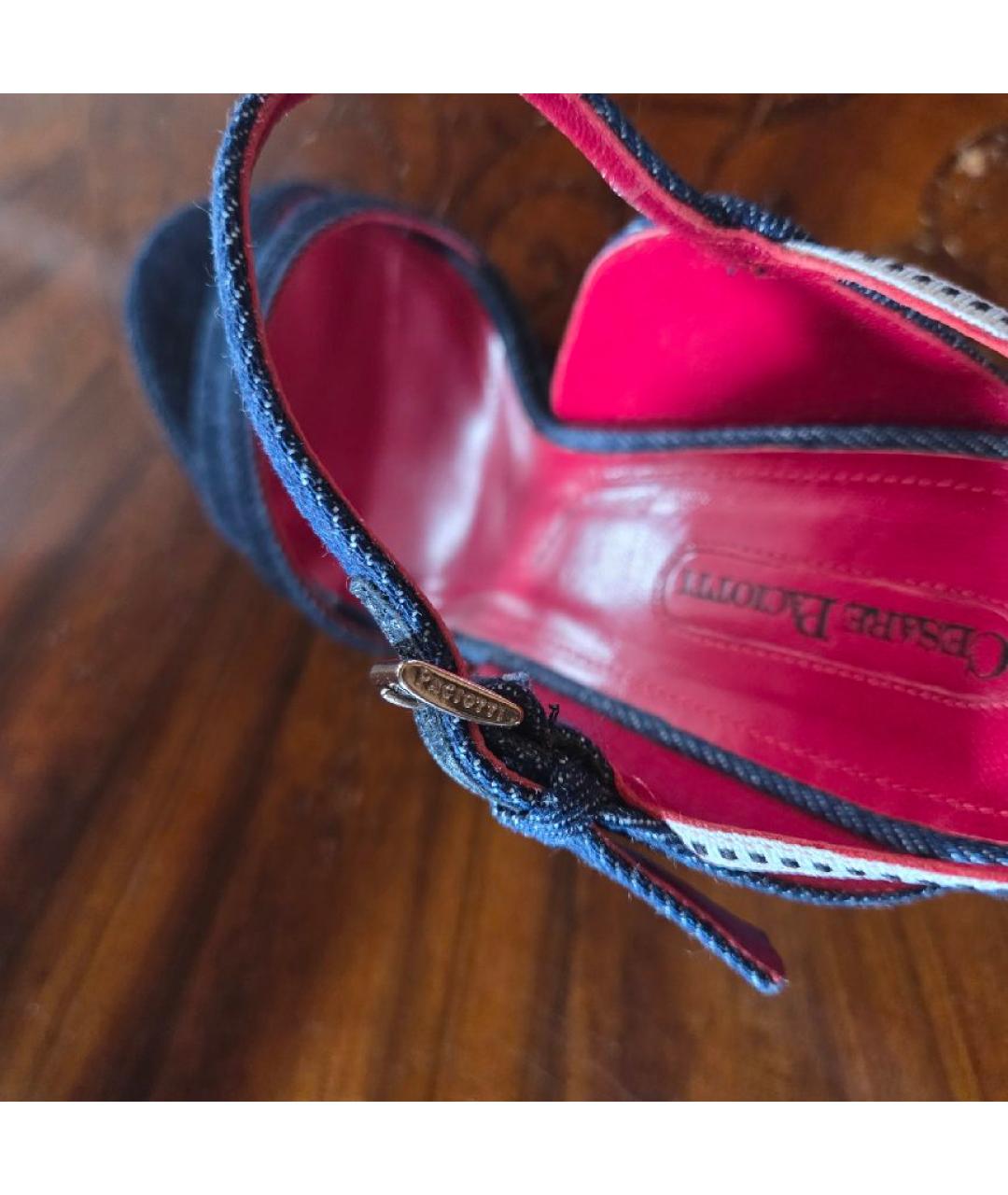 CESARE PACIOTTI Синие текстильные босоножки, фото 8