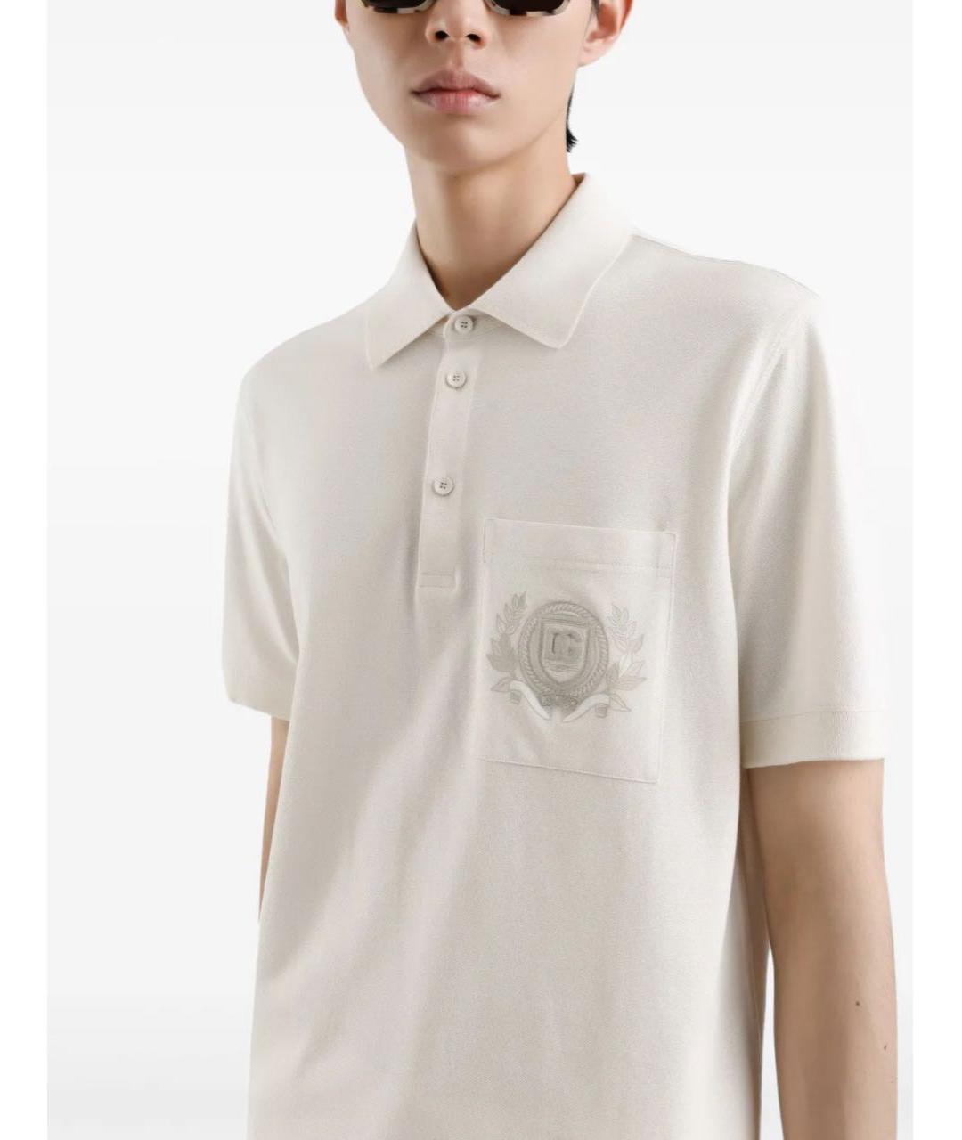 DOLCE&GABBANA Белое хлопковое поло с коротким рукавом, фото 2