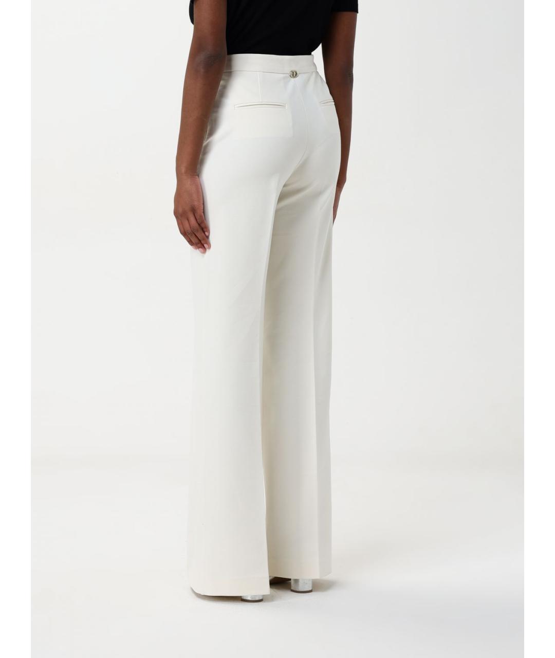 TWIN-SET Серебряные вискозные прямые брюки, фото 2