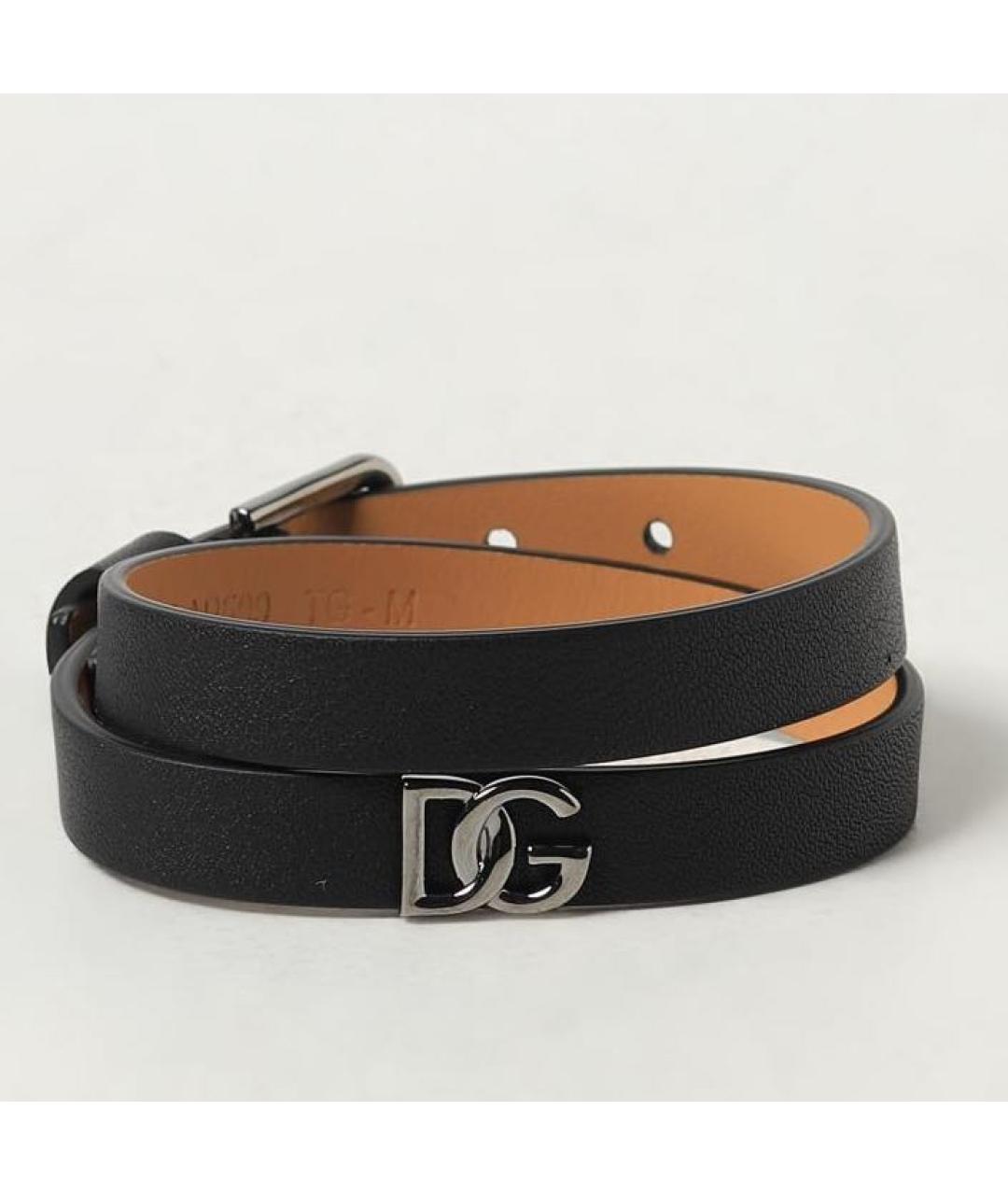 DOLCE&GABBANA Черный кожаный браслет, фото 5