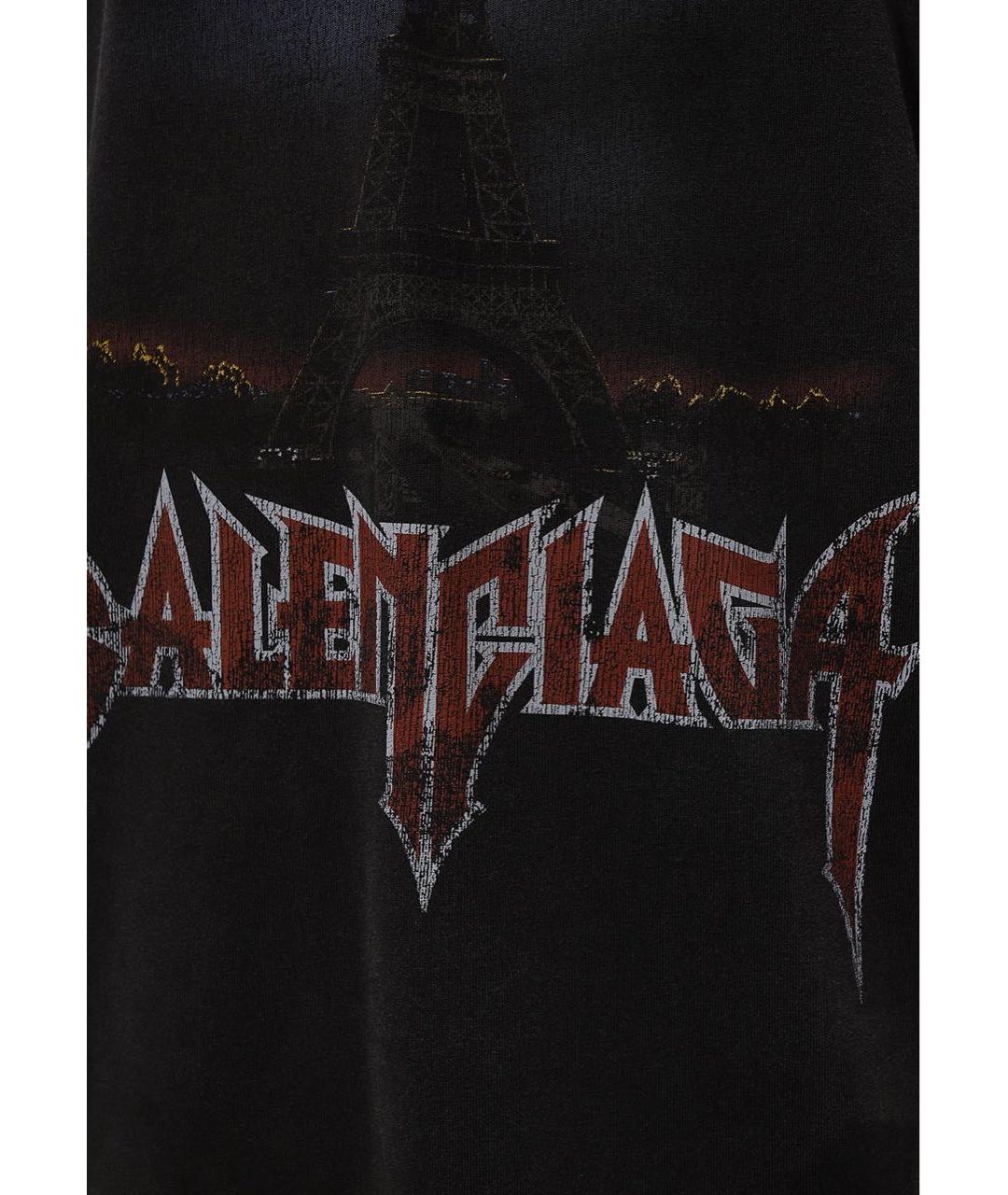 BALENCIAGA Черная хлопковая футболка, фото 3