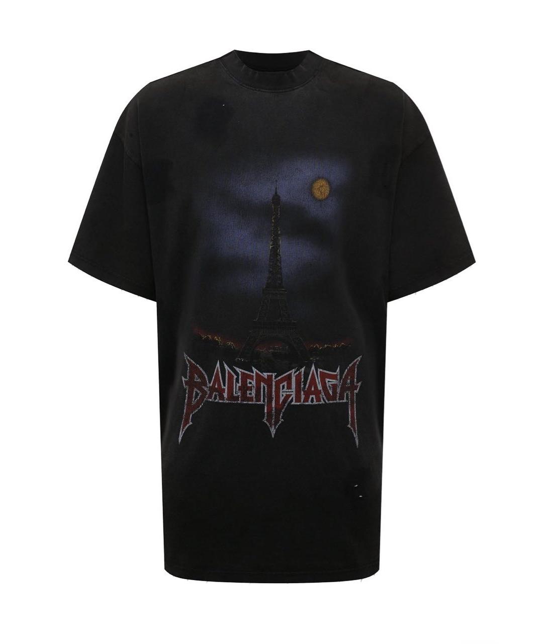 BALENCIAGA Черная хлопковая футболка, фото 5