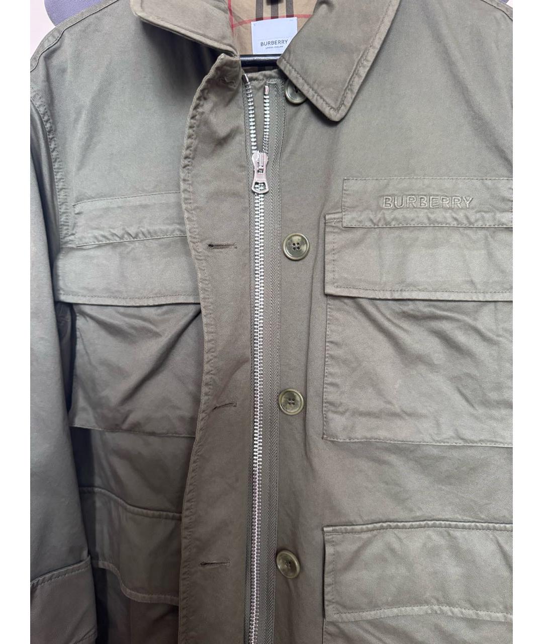 BURBERRY Зеленая хлопковая куртка, фото 7
