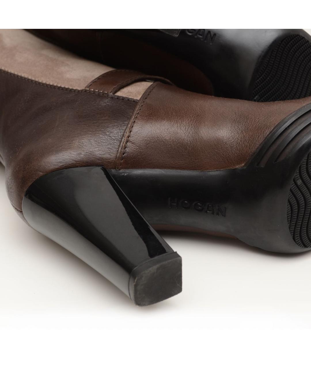 HOGAN Коричневые кожаные сапоги, фото 7