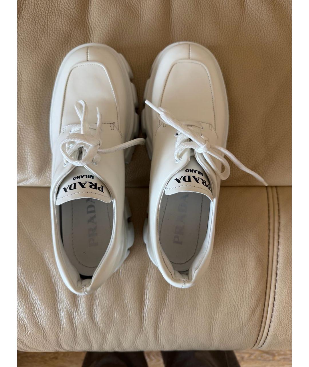 PRADA Белые кожаные ботинки, фото 3