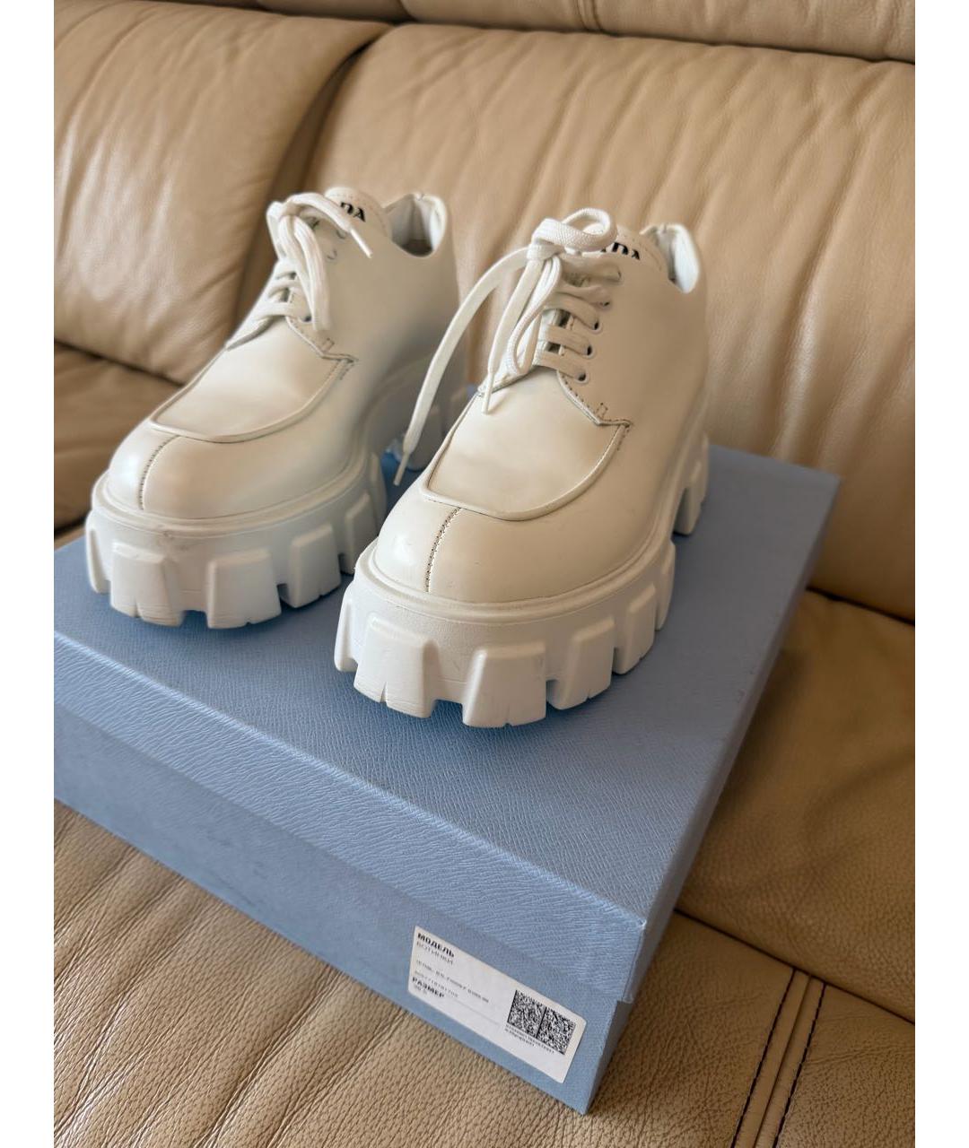 PRADA Белые кожаные ботинки, фото 5