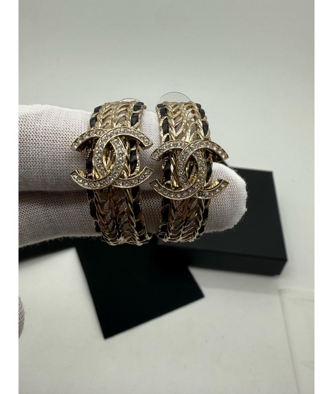 CHANEL Золотые металлические серьги, фото 2