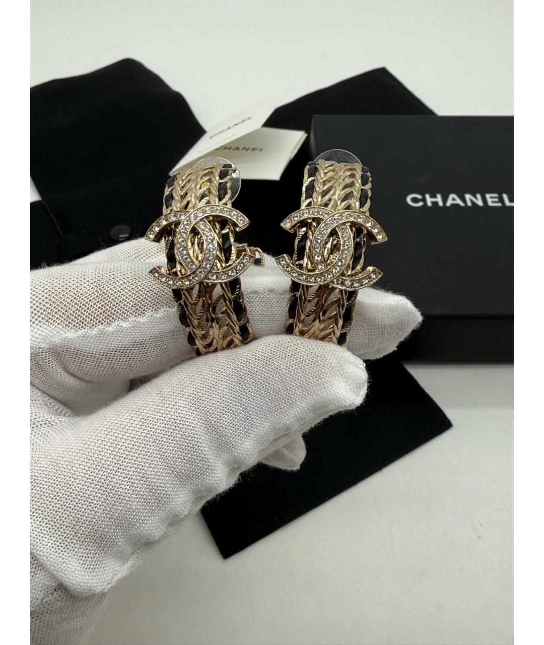 CHANEL Золотые металлические серьги, фото 3