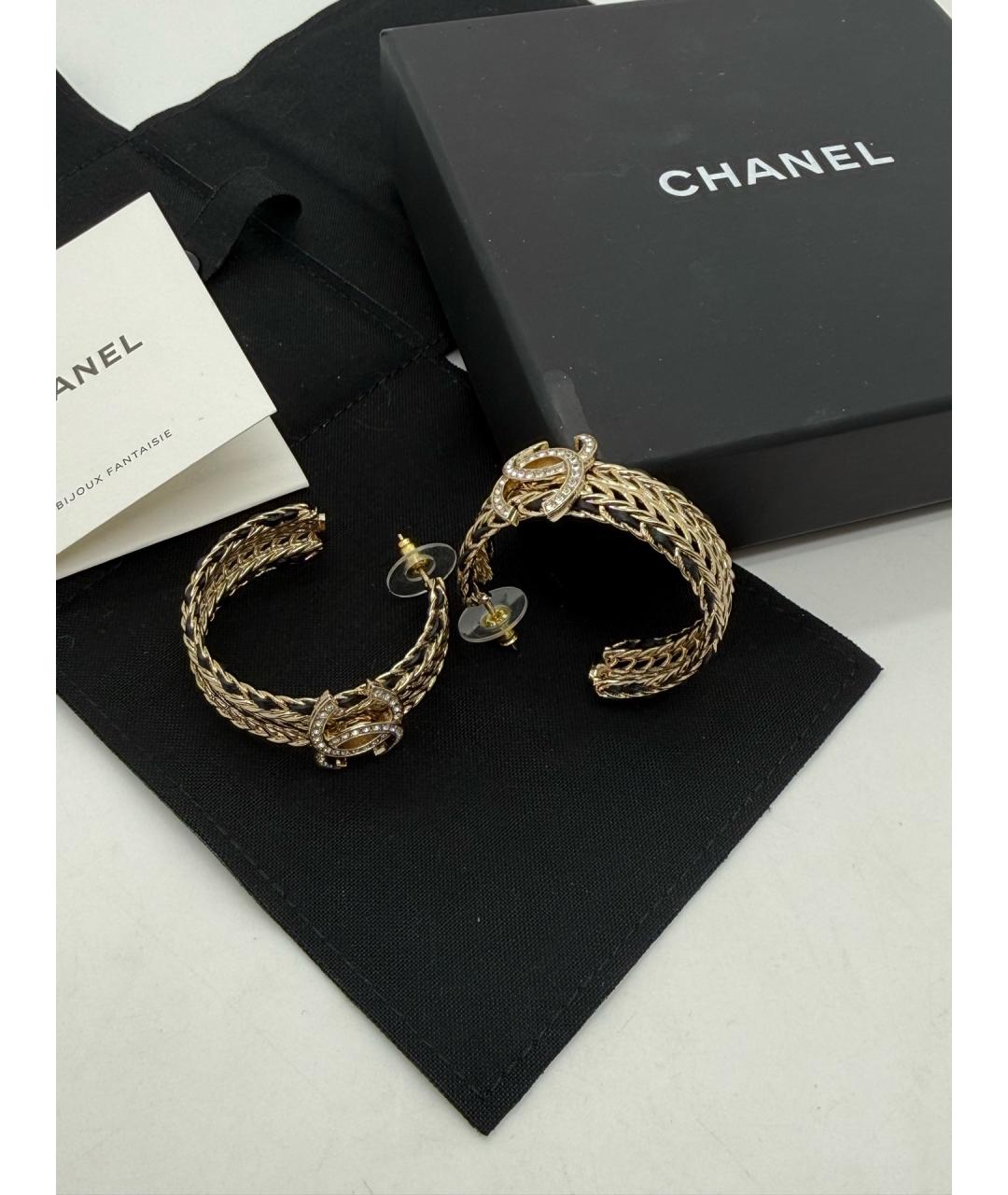 CHANEL Золотые металлические серьги, фото 6